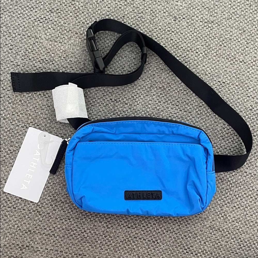 NWT Athleta All About Crossbody Belt Bag- blue and black